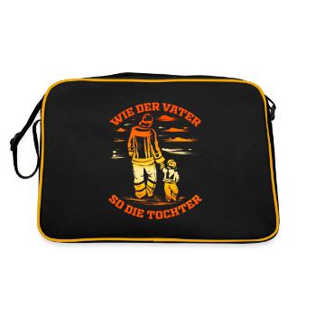 Feuerwehr Vater Geschenk für Freiwillige - Retro Tasche - Schwarz/Gold - Hinten