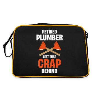 Retired plumber got this crap behind - Retro Bag - black/gold - Back