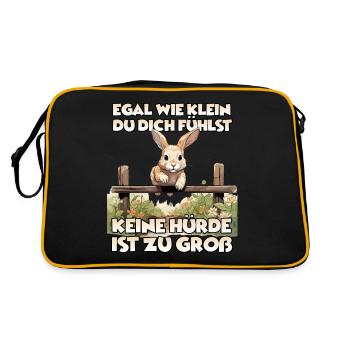 Kaninhop Liebe: Trainiere mit Herz für deine Hasen - Retro Tasche - Schwarz/Gold - Hinten