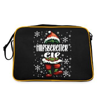 Weihnachtsoutfit Hilfsbereiter Elf - Retro Tasche - Schwarz/Gold - Hinten