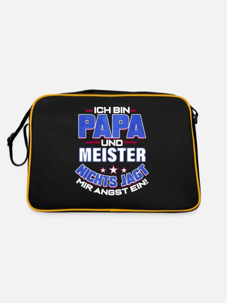 Meister Abschluss Papa Geschenk Meisterbrief - Retro Tasche - Schwarz/Gold - Hinten