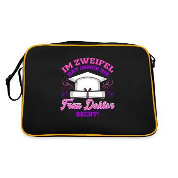 Frau Doktor Abschluss Ph.D. Geschenk Promotion - Retro Tasche - Schwarz/Gold - Hinten