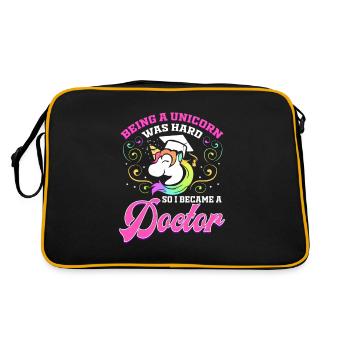 Frau Doktor Abschluss Ph.D. Lustiges Geschenk - Retro Tasche - Schwarz/Gold - Hinten