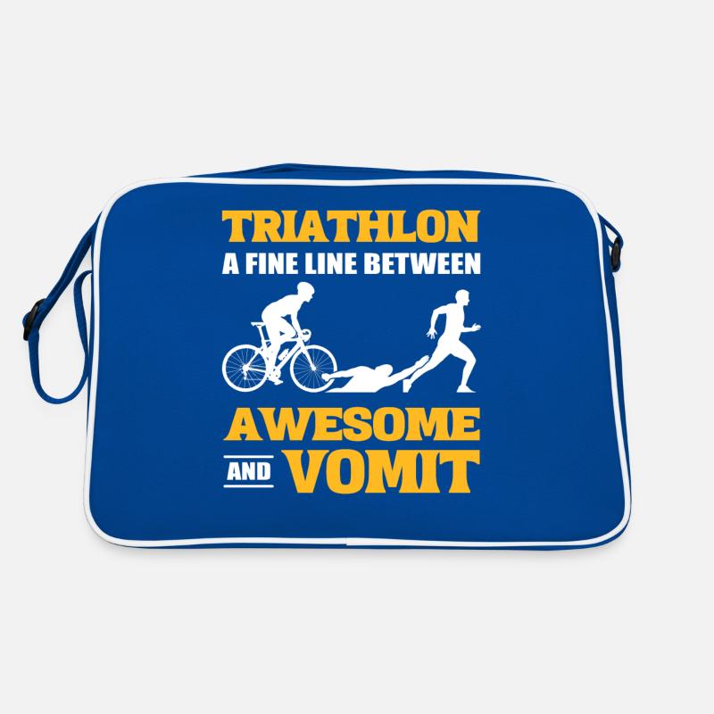 Triathlon A Fine Line Between Awesome & Vomit Retro Bag