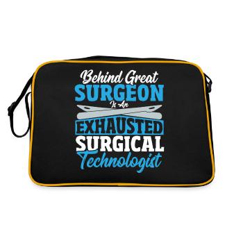 Hinter einem großen Chirurgen steht ein - Retro Tasche - Schwarz/Gold - Hinten