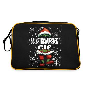 Weihnachtsoutfit Selbstbewusster Elf - Retro Tasche - Schwarz/Gold - Hinten