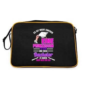 Bachelor Abschluss Prinzessin Bachelorstudium - Retro Tasche - Schwarz/Gold - Hinten