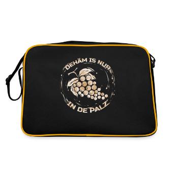 Pfalz Dialekt Pfälzer Wein Design für Pälzer - Retro Tasche - Schwarz/Gold - Hinten