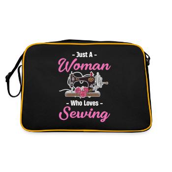 Nur Eine Frau, Die Es Liebt, Zu Nähen, - Retro Tasche - Schwarz/Gold - Hinten