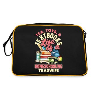 Classic Homeschool Mom Tradwife Homeschooling - Retro Bag - black/gold - Back