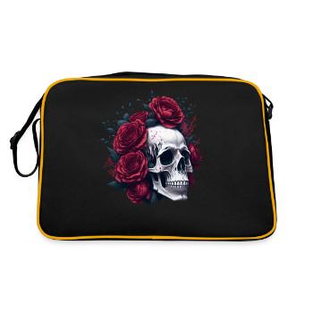 Tête de mort et Roses fleurs rouges gothique - Sac Retro - noir/or - Dos