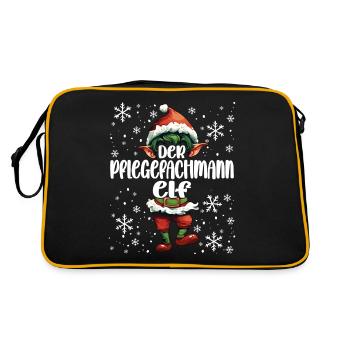 Weihnachtsoutfit Pflegefachmann Wichtel - Retro Tasche - Schwarz/Gold - Hinten