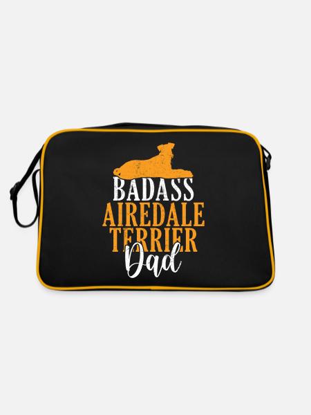 Airedale Terrier Gifts - Retro Tasche - Schwarz/Gold - Hinten