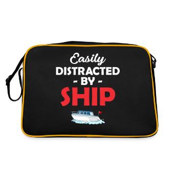 Easily distracted by ship funny - Retro Bag - black/gold - Back