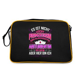 Abiturientin Abschluss Geschenk Prinzessin Abitur - Retro Tasche - Schwarz/Gold - Hinten