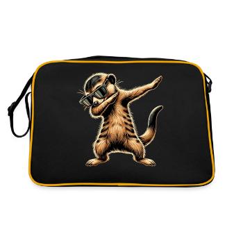 Dabbing Erdmännchen mit Sonnenbrille Cool Erdmännchen - Retro Tasche - Schwarz/Gold - Hinten