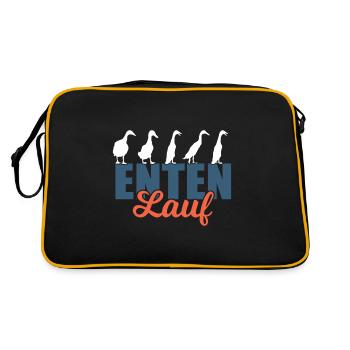 Quack Enten Lauf Gummiente Schritt Für Schritt - Retro Tasche - Schwarz/Gold - Hinten