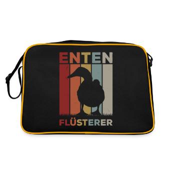 Quack Enten Flüsterer Gummiente Sonnenuntergang - Retro Tasche - Schwarz/Gold - Hinten