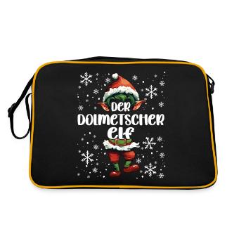 Weihnachtsoutfit Dolmetscher Wichtel - Retro Tasche - Schwarz/Gold - Hinten
