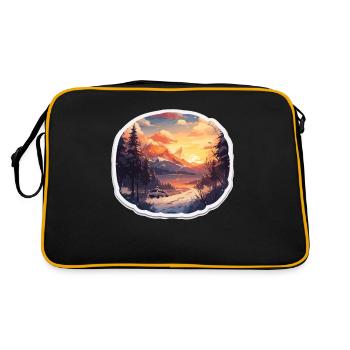 Winter Winterlandschadt Ski Ski Gebiet Ski fahren - Retro Tasche - Schwarz/Gold - Hinten