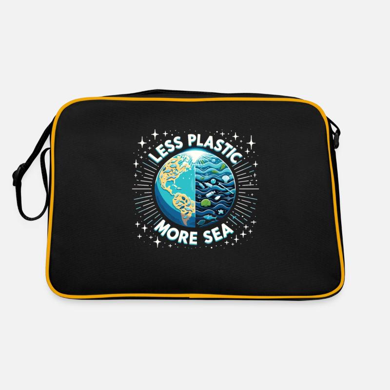 Less Plastic More Sea Umwelt Umweltschützer Retro Tasche