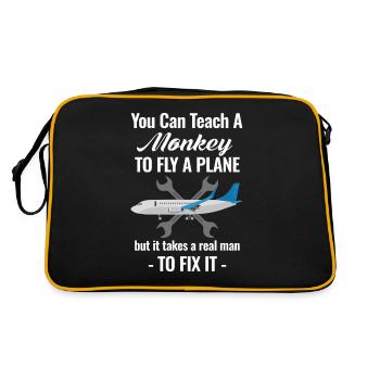 Sie Können Einem Affen Beibringen, Ein Flugzeug - Retro Tasche - Schwarz/Gold - Hinten