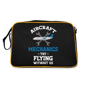 Flugzeugmechaniker Versuchen Flying Ohne Uns - Retro Tasche - Schwarz/Gold - Hinten