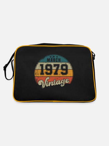 Vintage Geburtstag - März 1979 - Geschenkidee - Retro Tasche - Schwarz/Gold - Hinten