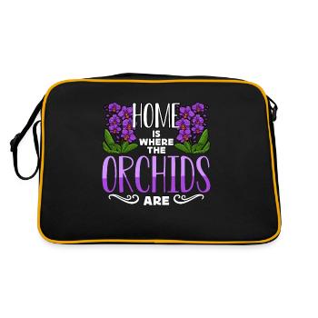 Orchids Home Is Where The Orchids Are Gardening - Retro Bag - black/gold - Back