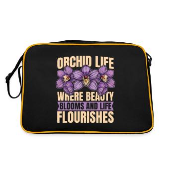 Orchid Life Where Beauty Blooms And Orchid Plants - Retro Tasche - Schwarz/Gold - Hinten