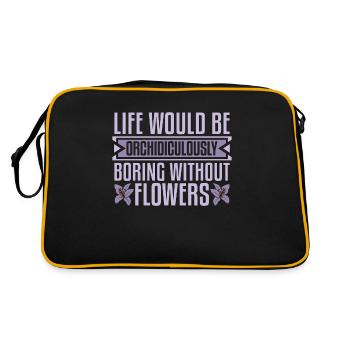Orchids Life Would Be Orchidiculously Botanical - Retro Tasche - Schwarz/Gold - Hinten