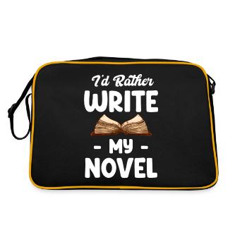 Ich Würde Lieber Meinen Roman Schreiben: Lustiger - Retro Tasche - Schwarz/Gold - Hinten