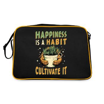 Houseplants Happiness Is A Habit Cultivate Florist - Retro Bag - black/gold - Back