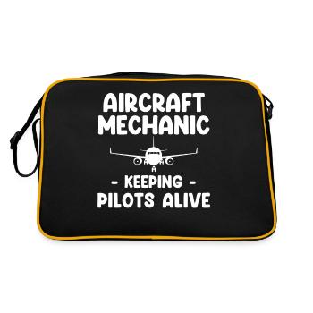 Flugzeugmechaniker Halten Piloten Am Leben - Retro Tasche - Schwarz/Gold - Hinten