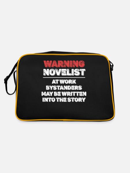 Warnung Romanautor Bei Der Arbeit Romanautor - Retro Tasche - Schwarz/Gold - Hinten