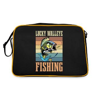 Lucky Walleye Fishing Für Alle Angelfans - Retro Tasche - Schwarz/Gold - Hinten
