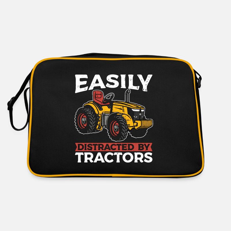 Harvester Easily Distracted By Agriculture Machine - Retro Tasche - Schwarz/Gold