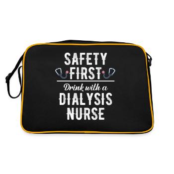 Safety First Drink Mit Einer Dialyseschwester - Retro Tasche - Schwarz/Gold - Hinten