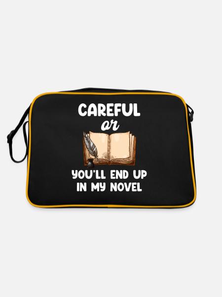 Attention, sinon vous risquez de vous retrouver dans mon roman - Sac Retro - noir/or - Dos