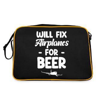 Repariert Flugzeuge Für Bier. Lustiger - Retro Tasche - Schwarz/Gold - Hinten