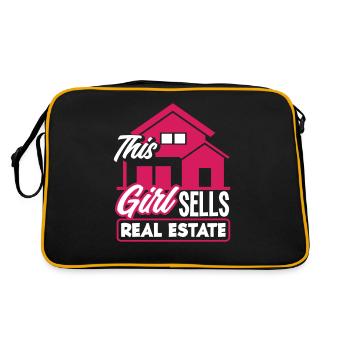 Real Estate Agent Lady Wife Girl Gift - Retro Bag - black/gold - Back