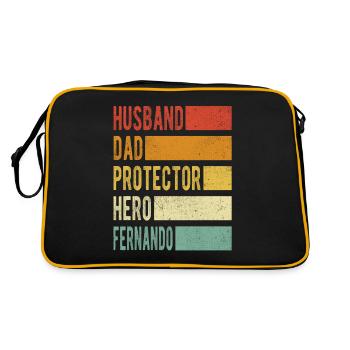 Fernando Name Dad Gift - Retro Bag - black/gold - Back
