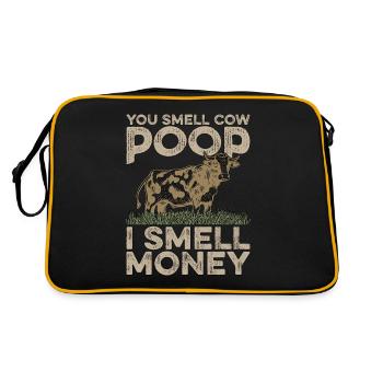 Cattle Farming You Smell Cow Poop I Smell Farmer - Retro Tasche - Schwarz/Gold - Hinten