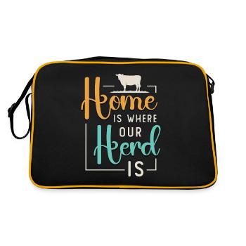 La maison d’élevage de bétail est l’endroit où notre troupeau est fermier - Sac Retro - noir/or - Dos