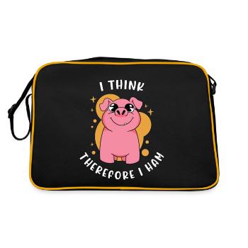 Pig Farming I Think Therefore I Ham Pig Breeding - Retro Bag - black/gold - Back