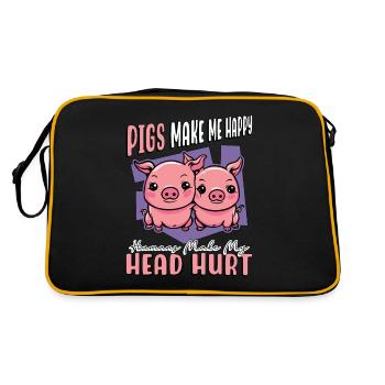 Élevage de porcs Les porcs me rendent heureux Humains Bétail - Sac Retro - noir/or - Dos