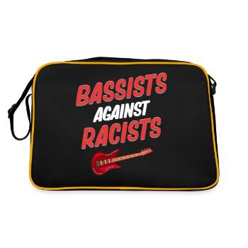 Bassisten Gegen Rassisten Lustiger Gitarrist - Retro Tasche - Schwarz/Gold - Hinten