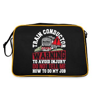 Train Conductor Warning To Avoid Injury Do Not - Retro Tasche - Schwarz/Gold - Hinten