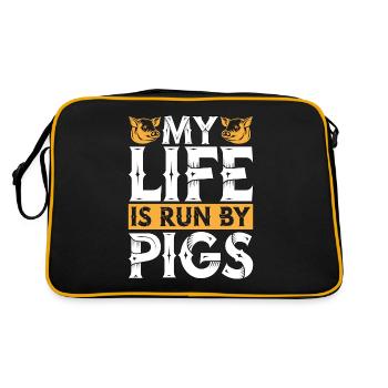 Élevage de porcs Ma vie est gérée par des cochons Animaux de la ferme - Sac Retro - noir/or - Dos