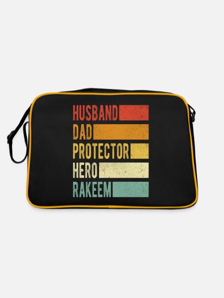 Rakeem Name Dad Gift - Retro Bag - black/gold - Back